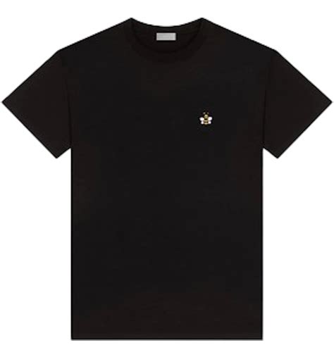 dior t-shirt with bee embroidery|Shirt with Black Bee Embroidery White Cotton Poplin .